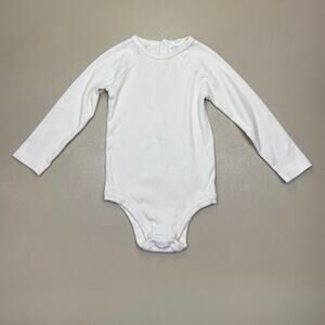 Grayson Collective Baby Bodysuit 24M White Ribbed Long Sleeve One Piece EUC